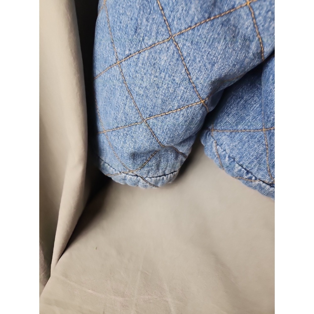 Vintage Lauren Jeans Co Jacket Womens Large Quilted Denim Equestrian Barn Coat - Picture 6 of 11
